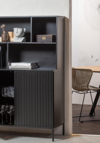 WOOOD Tablo spisebord, m. organisk form, kvadratisk - natur eg og sort stl (130x130)