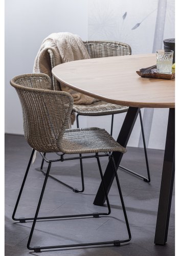 WOOOD Tablo spisebord, m. organisk form, kvadratisk - natur eg og sort stl (130x130)