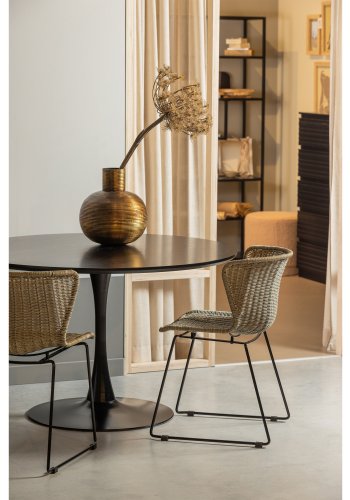 WOOOD EXCLUSIVE Sammy spisebord, rund - sort MDF og trompetfod i stl (120)