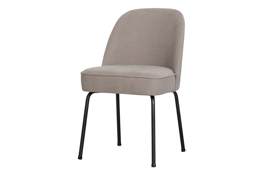 BEPUREHOME Vogue spisebordsstol - sand polyester/viskose stof og sort metal