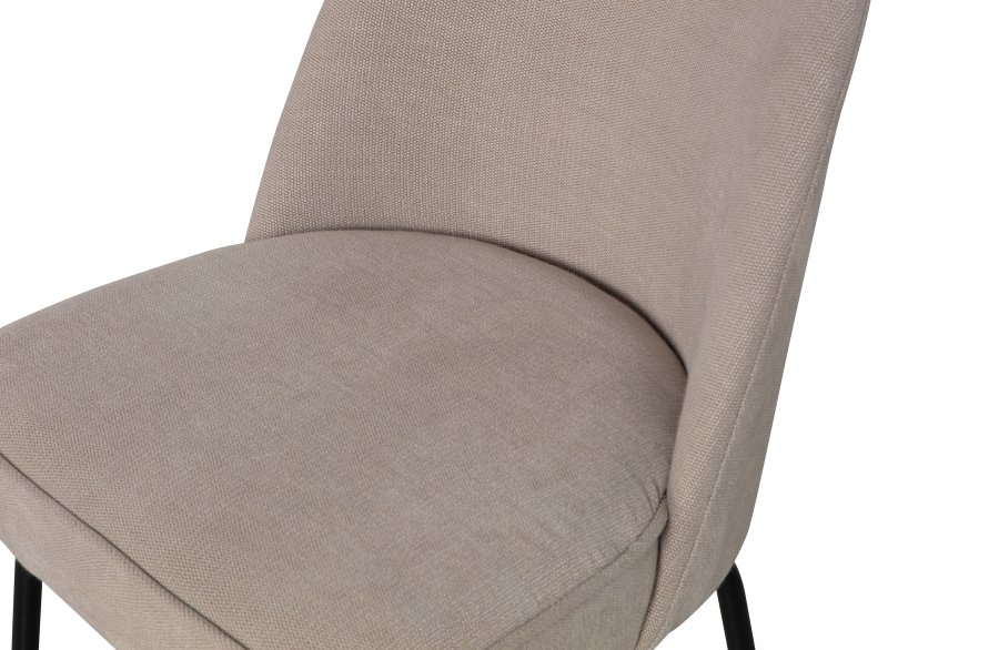 BEPUREHOME Vogue spisebordsstol - sand polyester/viskose stof og sort metal