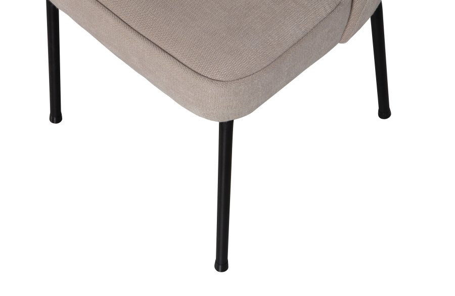 BEPUREHOME Vogue spisebordsstol - sand polyester/viskose stof og sort metal