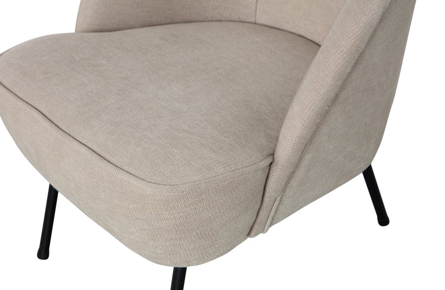 BEPUREHOME Vogue lnestol - sand polyester/viskose stof og sort metal