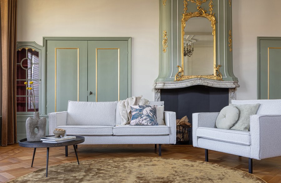 BEPUREHOME Rodeo 2,5-pers. sofa - natur bouclé polyester og metal