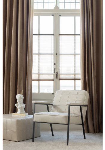 BEPUREHOME Patchwork puf, kvadratisk - natur imiteret lder polyester (60x60)