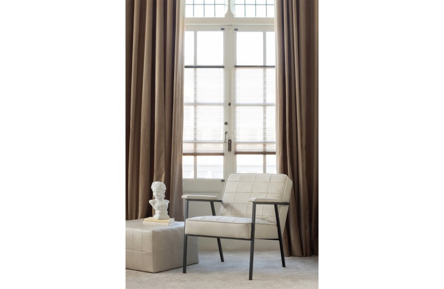 BEPUREHOME Patchwork puf, kvadratisk - natur imiteret lder polyester (60x60)