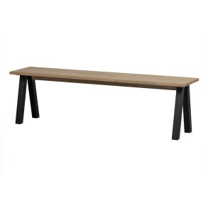 WOOOD Tablo spisebordsbnk, rektangulr - natur egetr og Utrecht ben i metal (160x35)