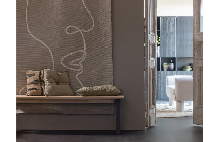 WOOOD Tablo spisebordsbnk, rektangulr - natur egetr og Utrecht ben i metal (160x35)