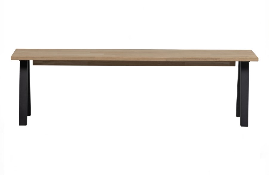WOOOD Tablo spisebordsbnk, rektangulr - natur egetr og Utrecht ben i metal (160x35)
