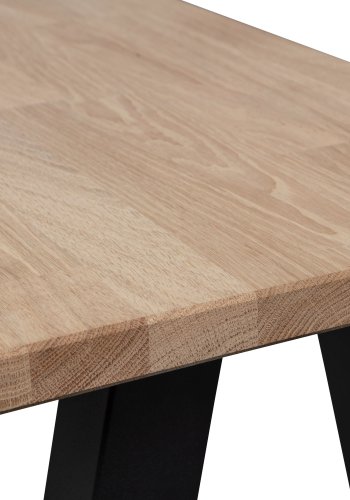 WOOOD Tablo spisebordsbnk, rektangulr - natur egetr og Utrecht ben i metal (160x35)