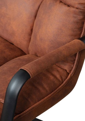 WOOOD Jouke drejestol, m. armln - cognac PU og sort metal