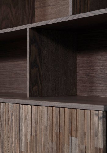 WOOOD EXCLUSIVE New Gravure skab, m. 4 push to open lger og hylder - espresso askefinér/sort metal