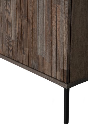 WOOOD EXCLUSIVE New Gravure skab, m. 4 push to open lger og hylder - espresso askefinér/sort metal