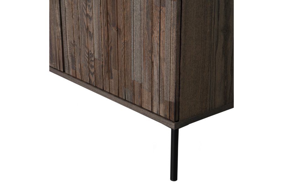 WOOOD EXCLUSIVE New Gravure skab, m. 4 push to open lger og hylder - espresso askefinér/sort metal