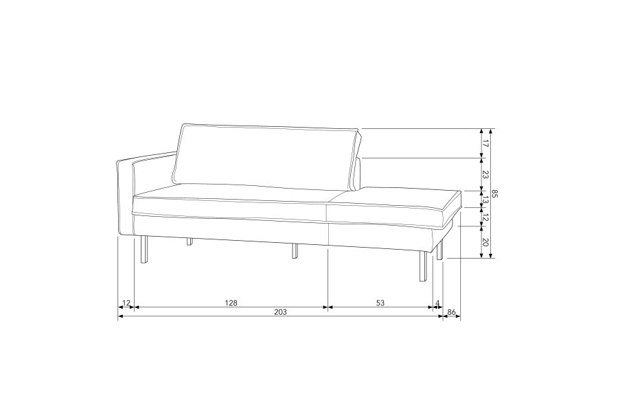 BEPUREHOME Rodeo daybed, venstre - pistacie fljl