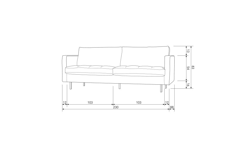 BEPUREHOME Rodeo 2,5 pers. sofa - pistacie fljl