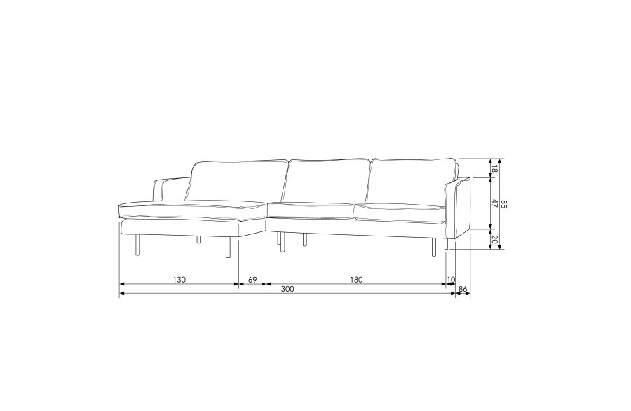 BEPUREHOME Rodeo sofa, m. venstre chaiselong - pistacie fljl