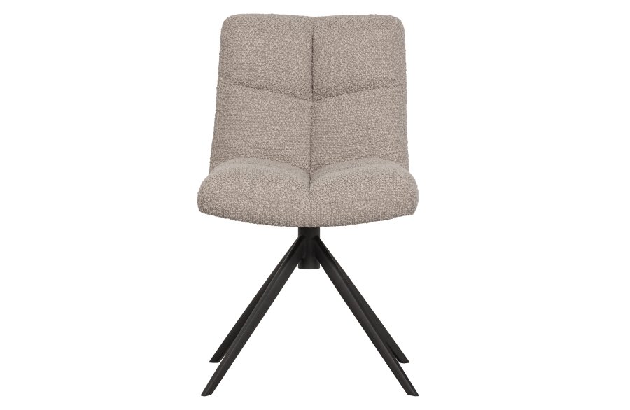 WOOOD EXCLUSIVE Vinny spisebordsstol, drejelig - sand bouclé polyester og sort metal