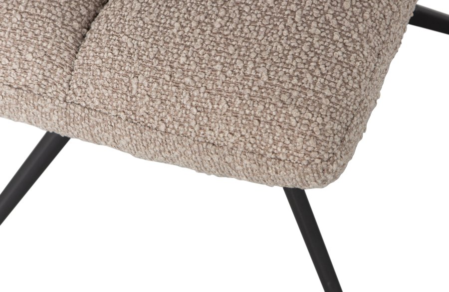 WOOOD EXCLUSIVE Vinny spisebordsstol, drejelig - sand bouclé polyester og sort metal