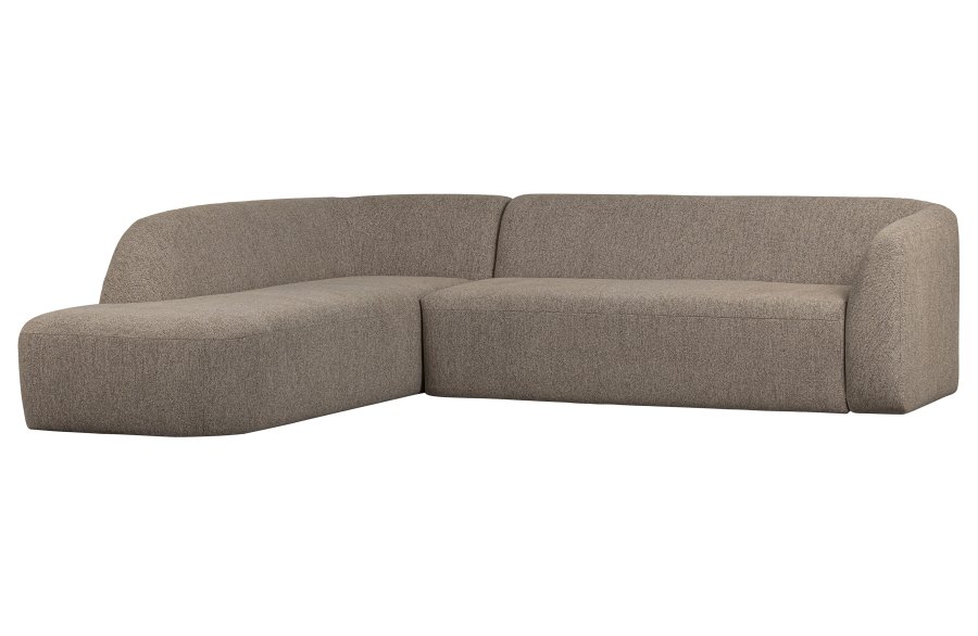 BEPUREHOME Sloping hjrnesofa, venstre - lysebrun melange chenille stof