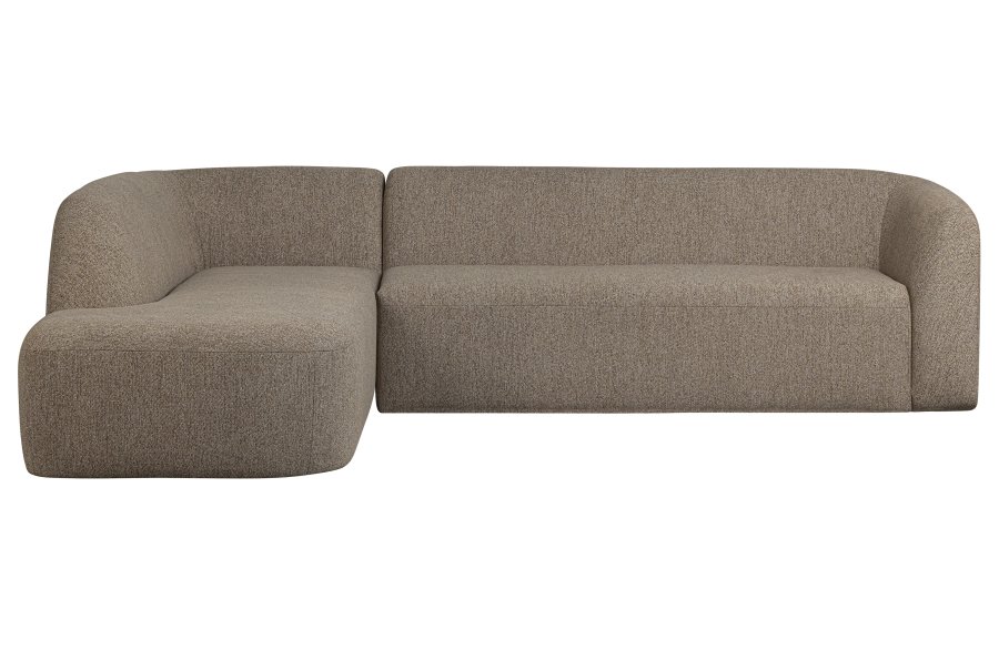 BEPUREHOME Sloping hjrnesofa, venstre - lysebrun melange chenille stof