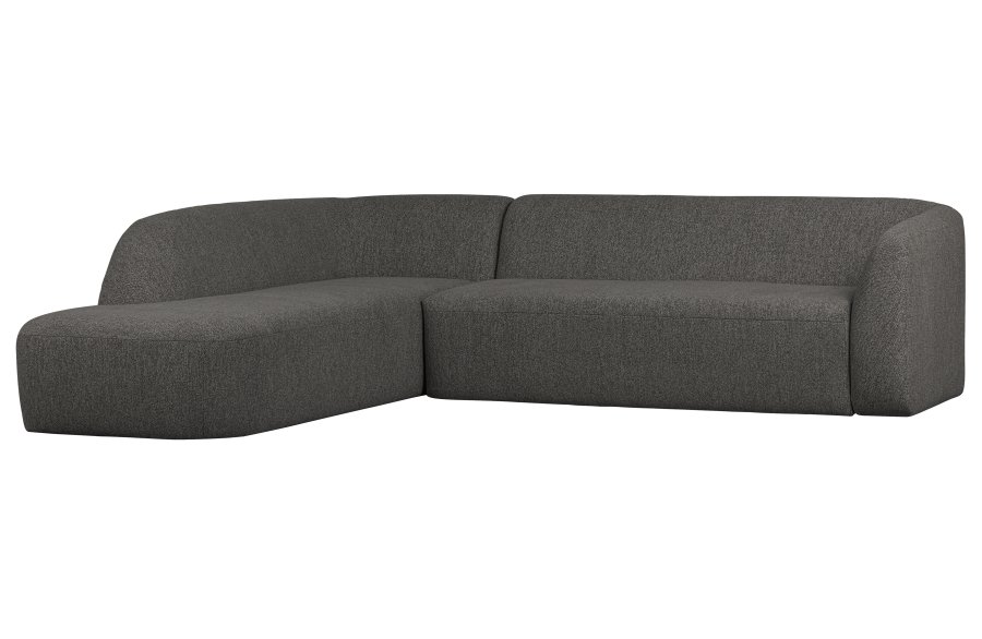 BEPUREHOME Sloping hjrnesofa, venstre - grsort melange chenille stof