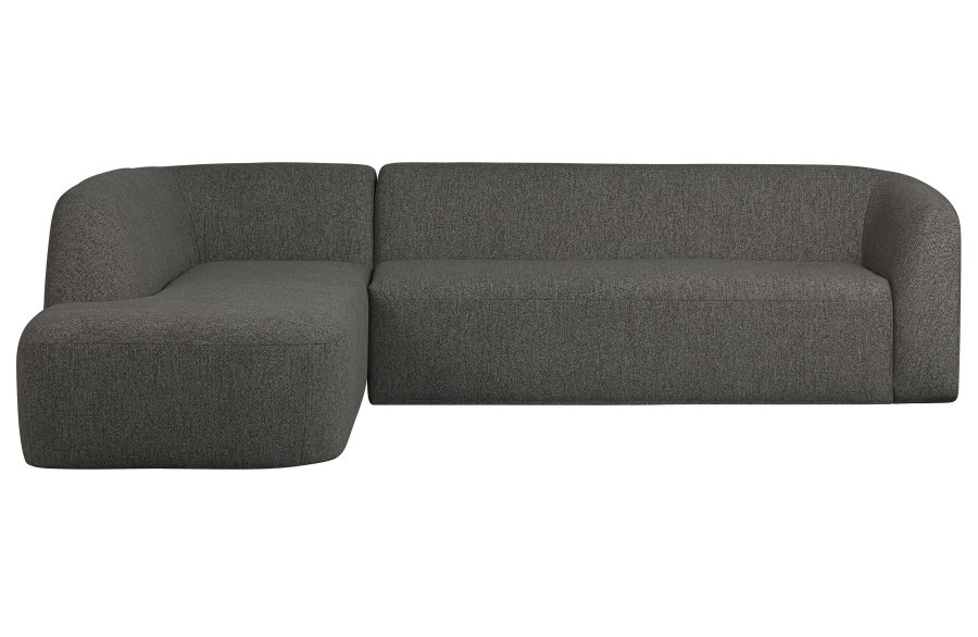 BEPUREHOME Sloping hjrnesofa, venstre - grsort melange chenille stof