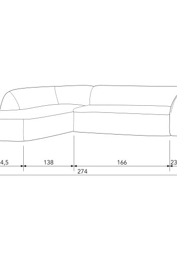 BEPUREHOME Sloping hjrnesofa, venstre - gr melange chenille stof
