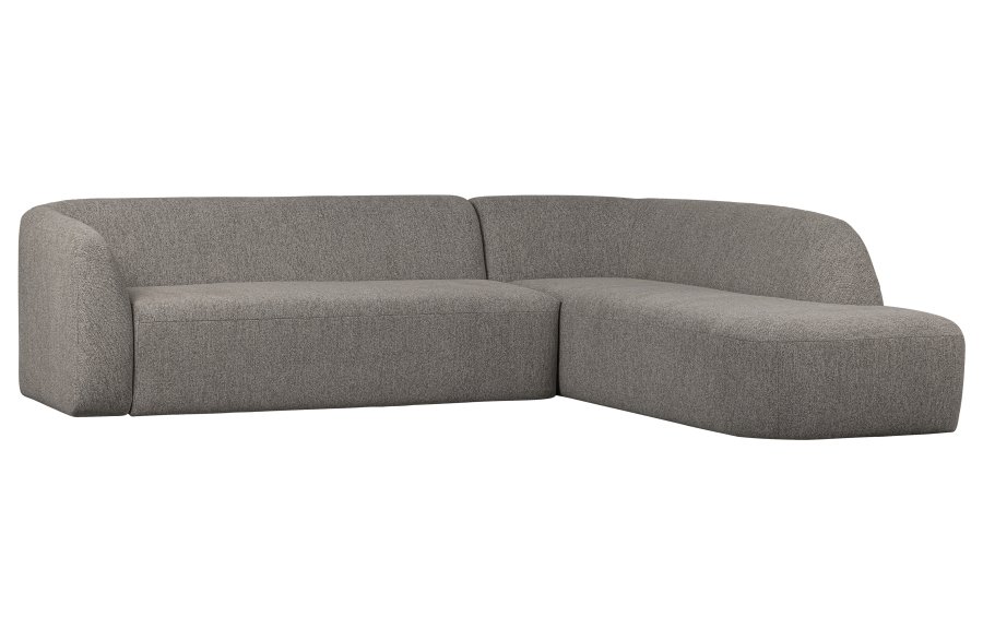 BEPUREHOME Sloping hjrnesofa, hjre - gr melange chenille polyester