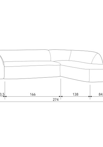 BEPUREHOME Sloping hjrnesofa, hjre - gr melange chenille polyester