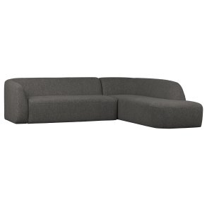 BEPUREHOME Sloping hjrnesofa, hjre - grsort melange chenille polyester