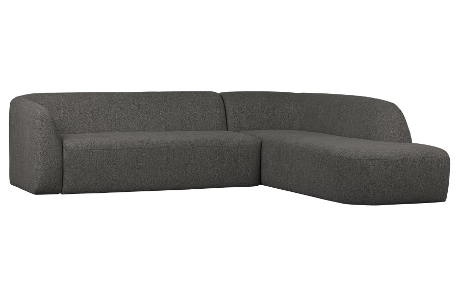 BEPUREHOME Sloping hjrnesofa, hjre - grsort melange chenille polyester