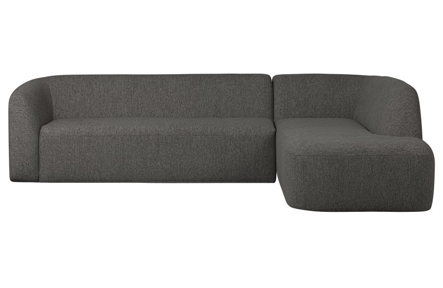 BEPUREHOME Sloping hjrnesofa, hjre - grsort melange chenille polyester
