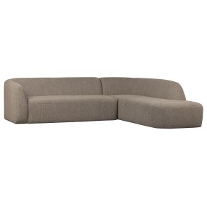 BEPUREHOME Sloping hjrnesofa, hjre - lysebrun melange chenille polyester