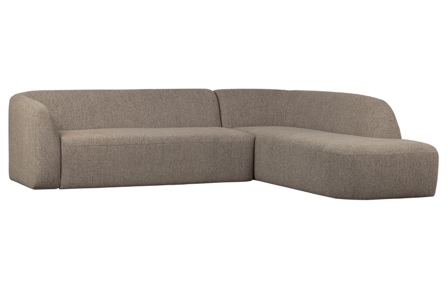 BEPUREHOME Sloping hjrnesofa, hjre - lysebrun melange chenille polyester