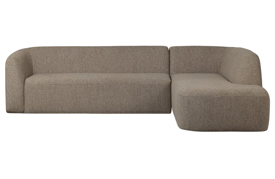 BEPUREHOME Sloping hjrnesofa, hjre - lysebrun melange chenille polyester