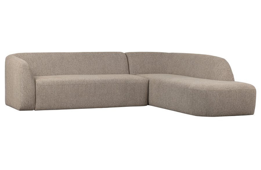 BEPUREHOME Sloping hjrnesofa, hjre - natur melange chenille polyester