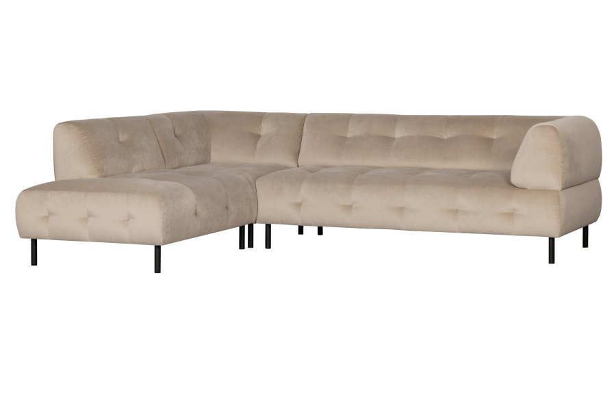 WOOOD EXCLUSIVE Lloyd hjrnesofa, venstre - havsalt vasket fljl og sort metal