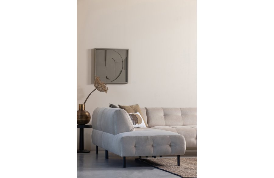 WOOOD EXCLUSIVE Lloyd hjrnesofa, venstre - havsalt vasket fljl og sort metal