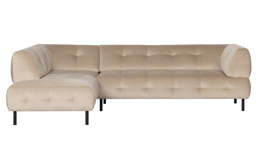 WOOOD EXCLUSIVE Lloyd hjrnesofa, venstre - havsalt vasket fljl og sort metal
