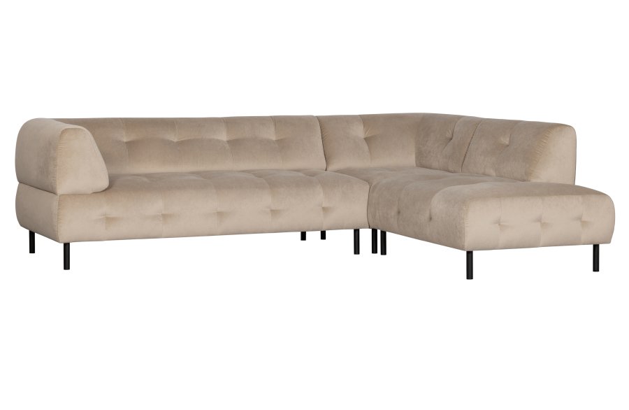 WOOOD EXCLUSIVE Lloyd hjrnesofa, hjre - havsalt vasket fljl og sort metal