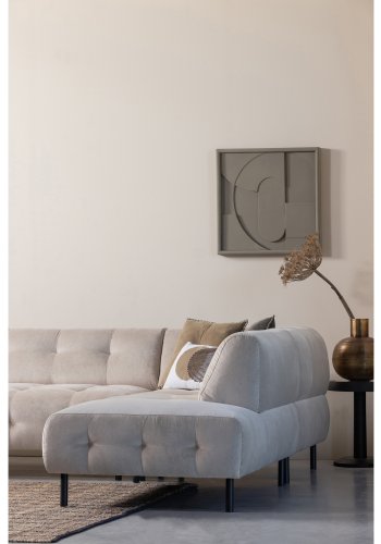 WOOOD EXCLUSIVE Lloyd hjrnesofa, hjre - havsalt vasket fljl og sort metal