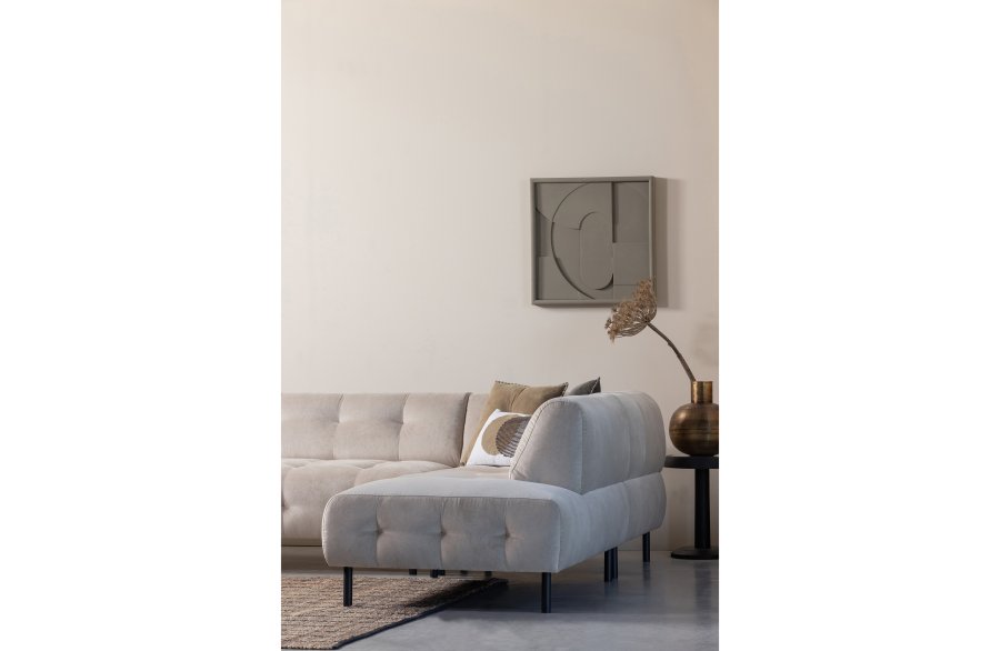 WOOOD EXCLUSIVE Lloyd hjrnesofa, hjre - havsalt vasket fljl og sort metal