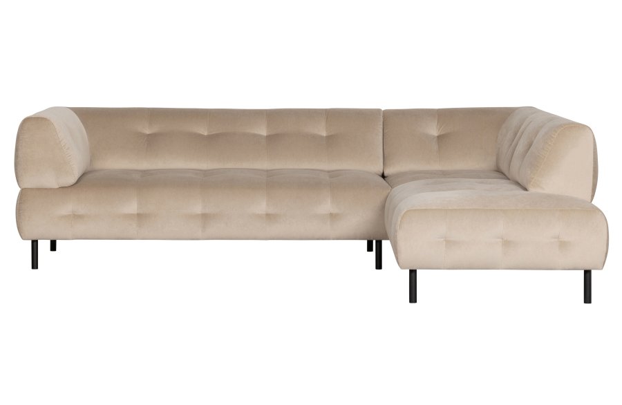WOOOD EXCLUSIVE Lloyd hjrnesofa, hjre - havsalt vasket fljl og sort metal