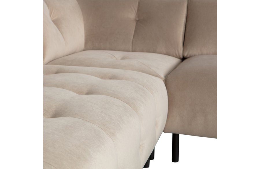 WOOOD EXCLUSIVE Lloyd hjrnesofa, hjre - havsalt vasket fljl og sort metal