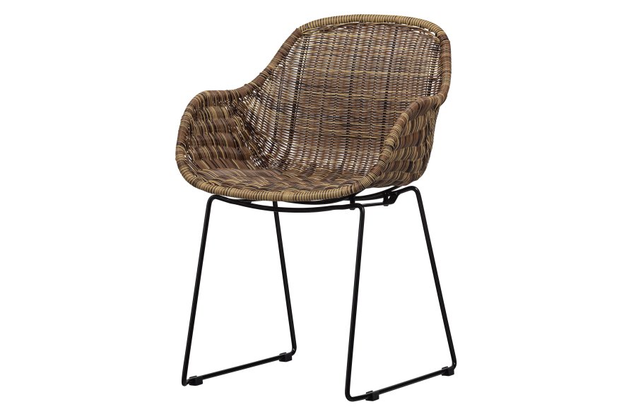 WOOOD EXCLUSIVE Willow havesol, m. armln - natur polyrattan og metal