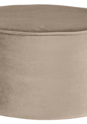 WOOOD Sara lav puf, rund - khaki polyester fljl (60)