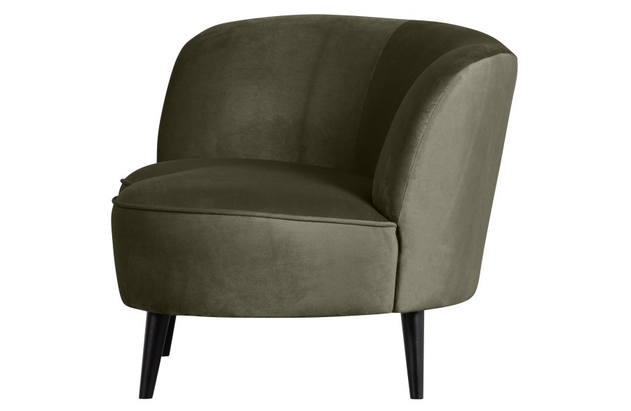 WOOOD Sara lounge lnestol, venstre - varm grn polyester fljl og tr