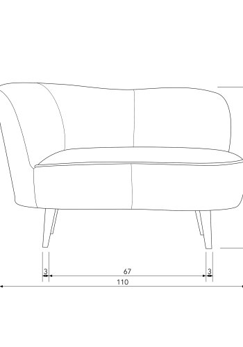 WOOOD Sara lounge lnestol, venstre - varm grn polyester fljl og tr