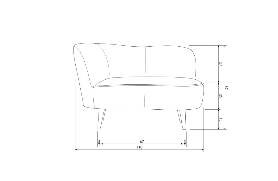 WOOOD Sara lounge lnestol, venstre - okker polyester fljl og tr